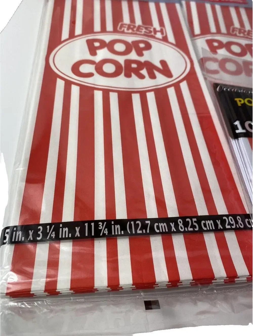 Popcorn Serving Bags, Fun Movie Night Disposable Popcorn Bags Red & White New